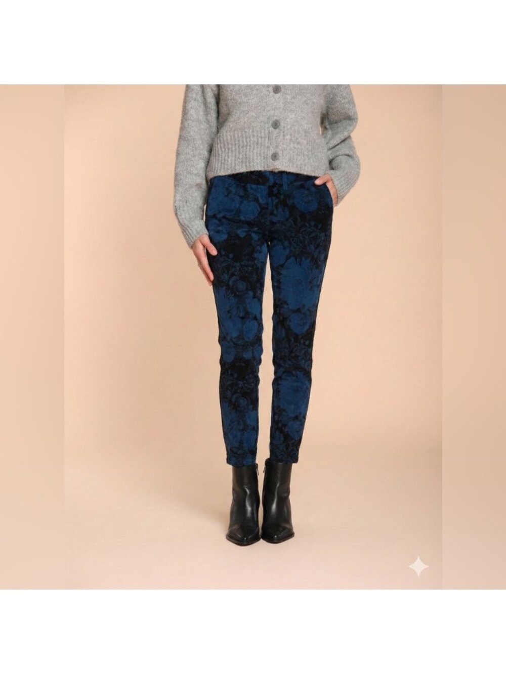MASON’s forte dei marmi New York slim Floral Blue corduroy   Pants 4